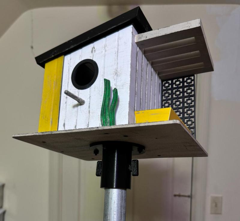 Midcentury Birdhouse - Larger Pole Mount