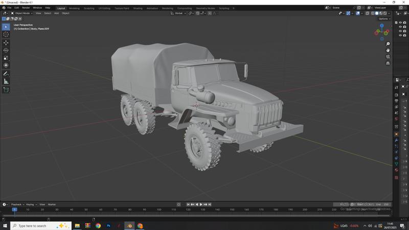 Ural-4320 Military Truck 3D Model – Soviet 6x6 Transport Vehicle