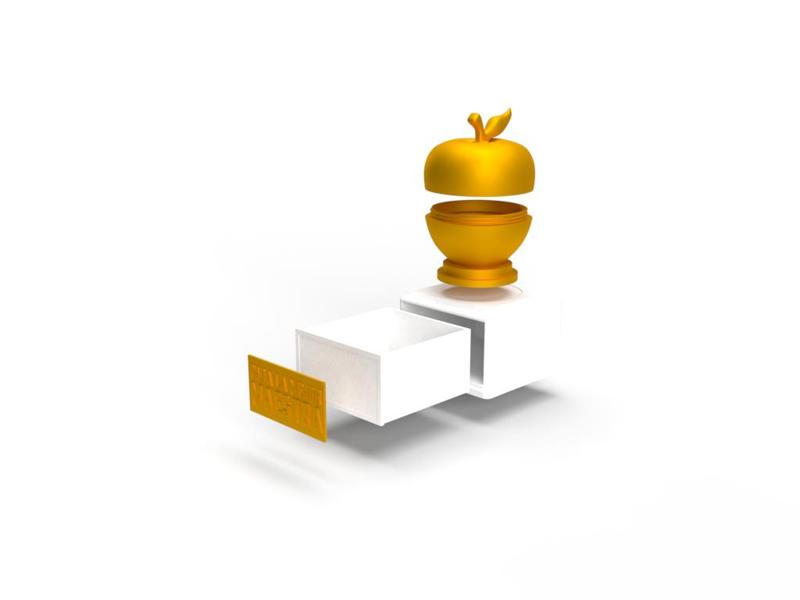 TEACHER'S DAY TROPHY - GOLDEN APPLE WITH COMPARTMENT
