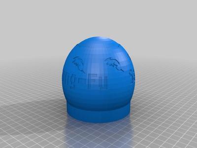 Fe cube lamp cap with dragon and text