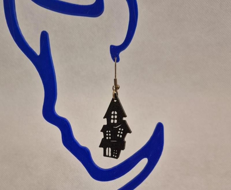 Multicolor Haunted House Halloween Earrings