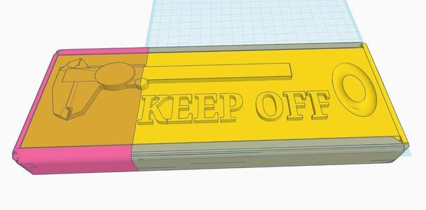 Vernier Caliper Box KEEP OFF message sliding lid version.