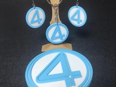 Fantastic 4 Logo Set – Plaque, Keychain & Earrings