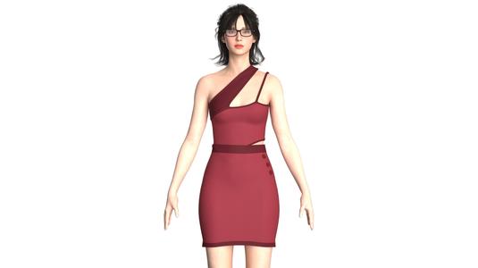Girls Short Dress-Outfit V3 | Marvelous / Clo3d / obj / fbx