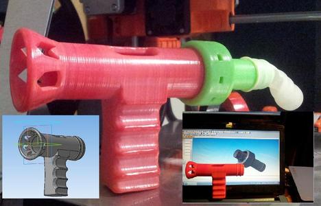 The gun for children with a fingerstall