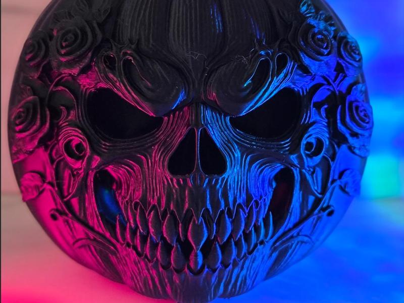 Halloween Skull Pumpkin with Rose Decoration