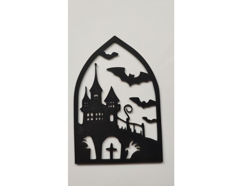 Halloween decoration - castle and bats sticker