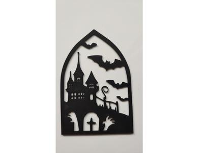 Halloween decoration - castle and bats sticker