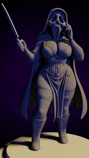 Halloween Scream Girl STL - Sexy Ghostface Figure for 3D Printing | Big Boobs Cosplay Model