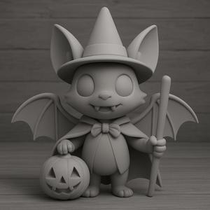 Bat-like Character with Hat and Staff 3D Print STL