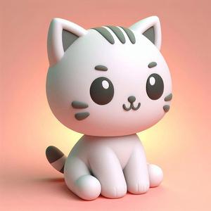 Cute Cat 3D Model Optimized for 3D Print Digital