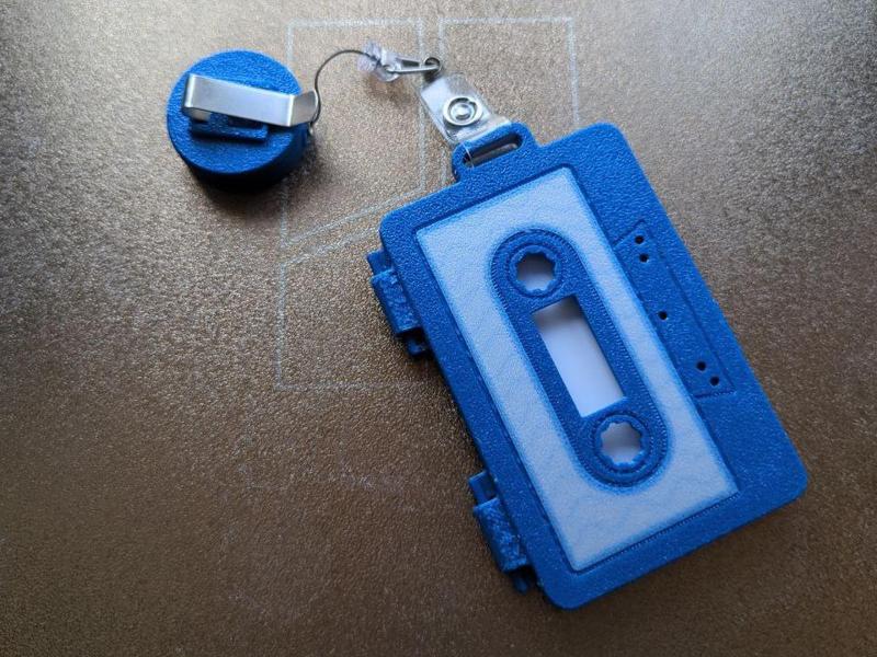 Vintage Cassette Office Pass ID Badge Case