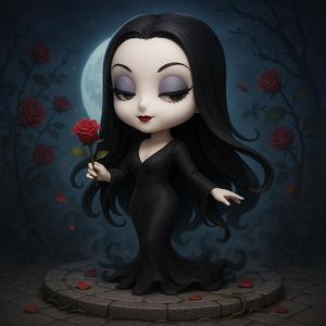 Morticia Addams – Elegant Gothic Chibi Diorama