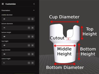 Simplest Parametric Cup Holder Adapter