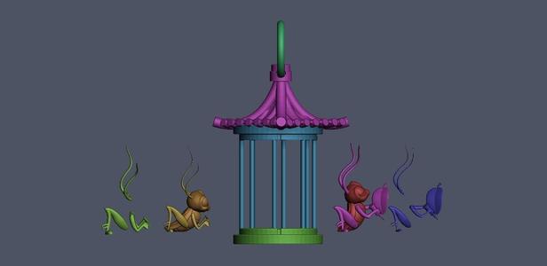 Cri-kee from Mulan (with cage and pose variant)