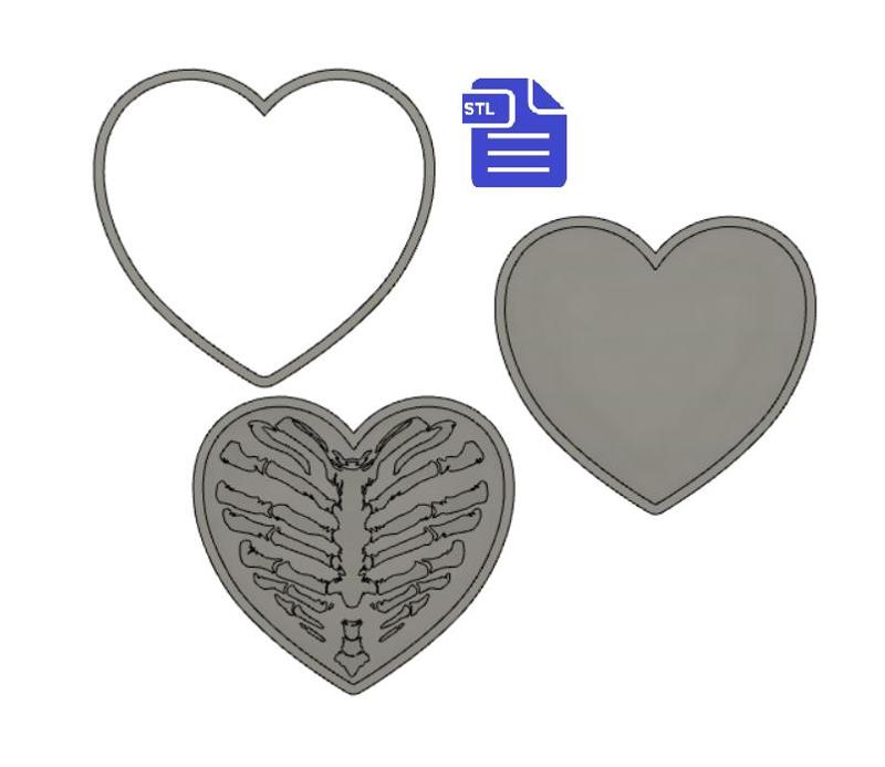 3pc Heart Rib Cage Bath Bomb Mold