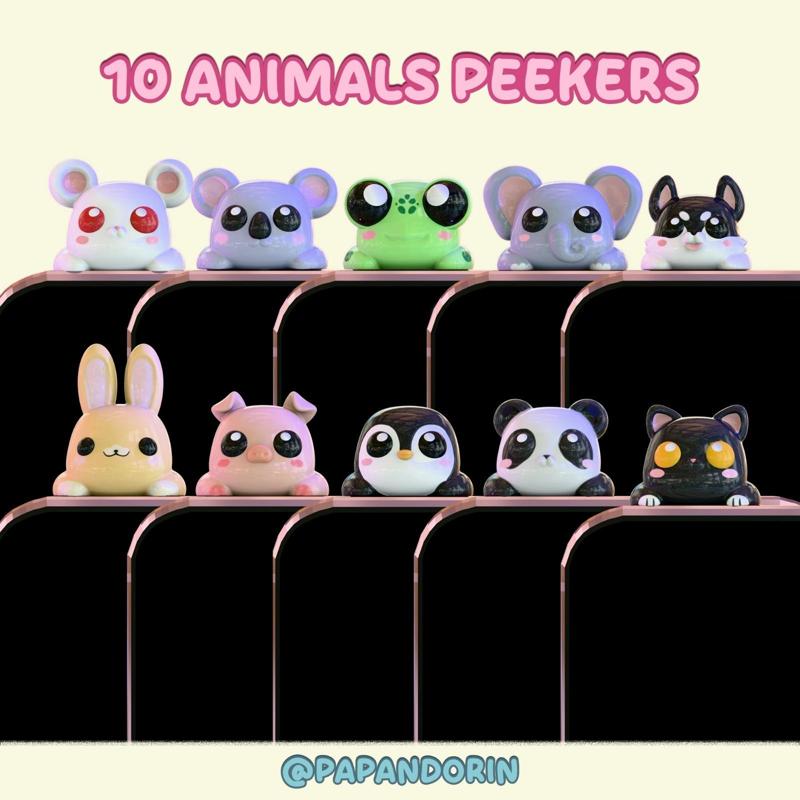 Peeker Charm cute Animals  (hippers) set for smartphone 10