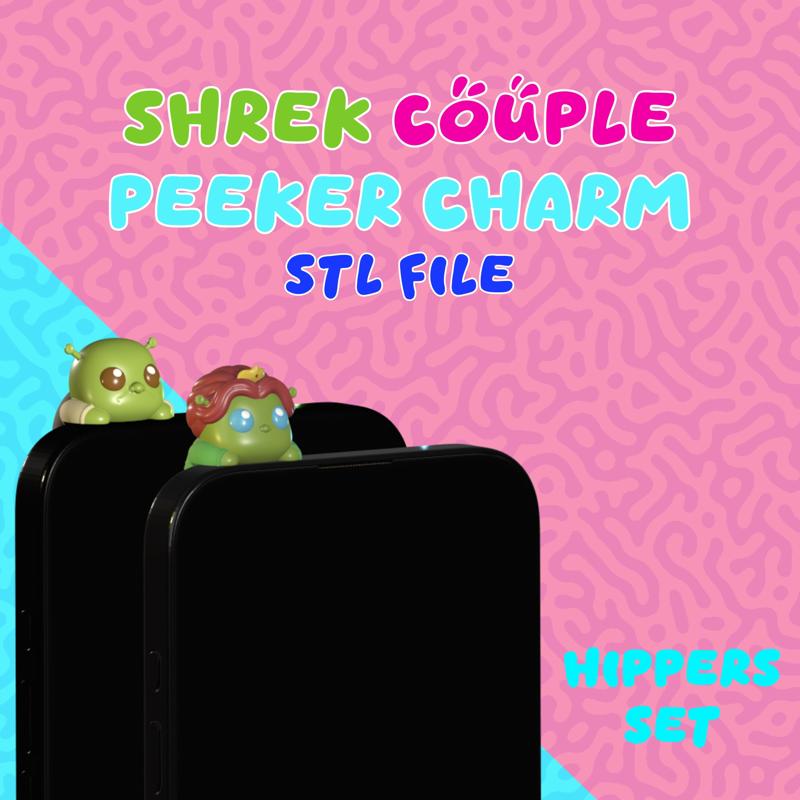 Shrek and Fiona couple Peeker Charm "shrek" (hippers) for smartphone