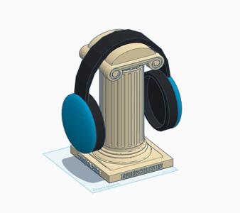 Greek Pillar Vertical Headphone Stand with Aristotle Quote