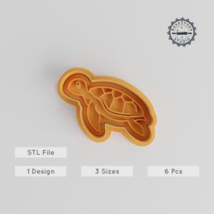 Turtle Shape Cutter & Stamp Set, Cookie & Fondant, Ocean Wildlife Theme, 6-Piece, S/M/L Sizes PRODUCT_5582