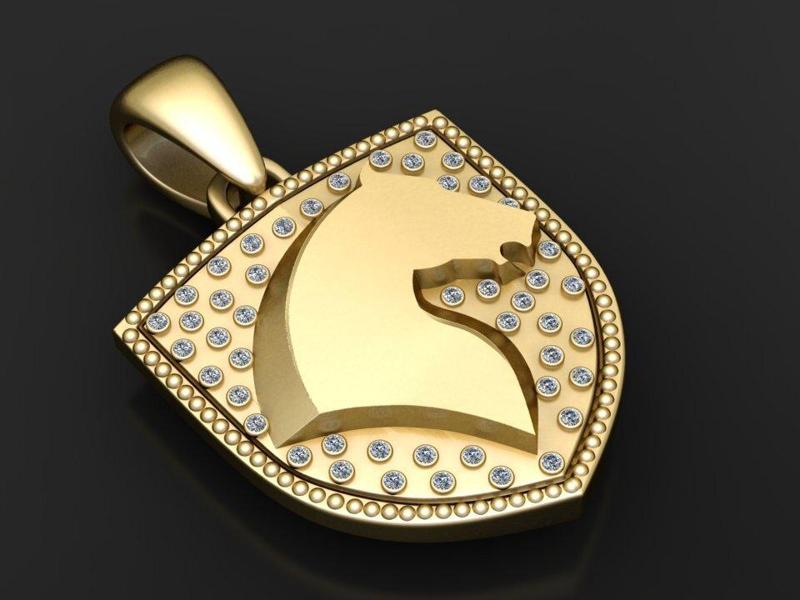 HORSE FACE DESIGN SHEILD PENDANT 3D PRINTABLE MODEL