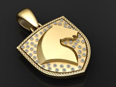 HORSE FACE DESIGN SHEILD PENDANT 3D PRINTABLE MODEL