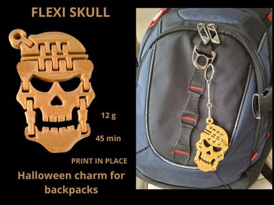 Flexi Skull Backpack Charm Articulated Halloween 
