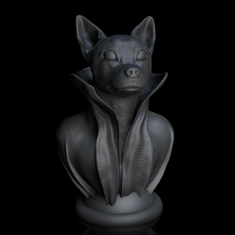 Shorthair Chihuahua -with collar cape on pedestal