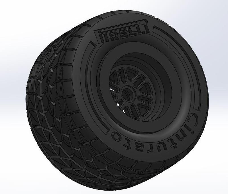SCALED FORMULA 1 F1 REAR RIM AND WET TYRE 