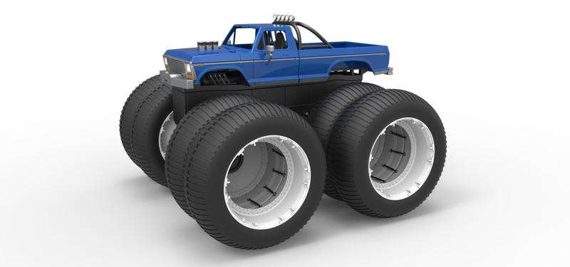 Diecast vintage Monster Truck with double wheels Scale 1:25