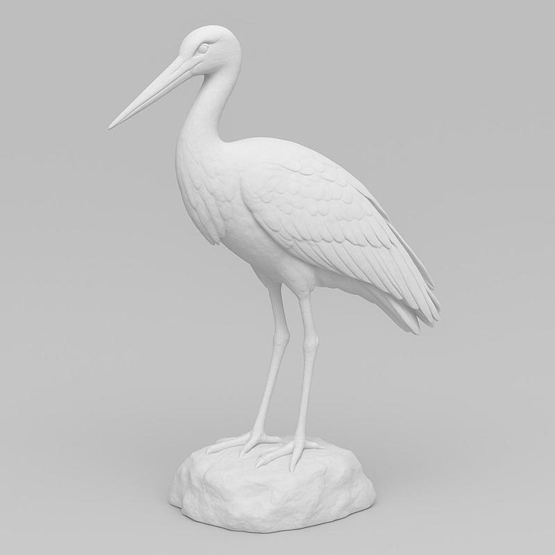 Stork Bird Sculpture – 3D Print STL