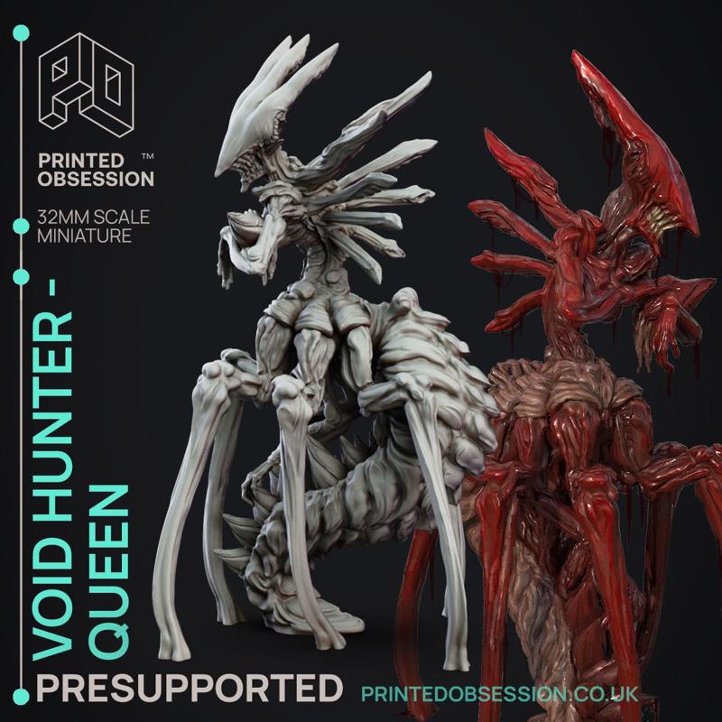 Void Hunter - Queen - Creatures from Behind the Veil - PRESUPPORTED - Illustrated and Stats - 32mm scale