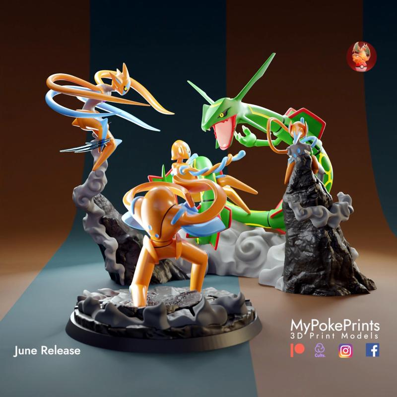 Deoxys vs Rayquaza diorama