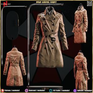 Ada Wong Coat with Hanging - Residual Evil Kit - Collectible Legendary 3D Printing Diorama Stl 1/4 - 1/6 Scale - 1/12 Scale