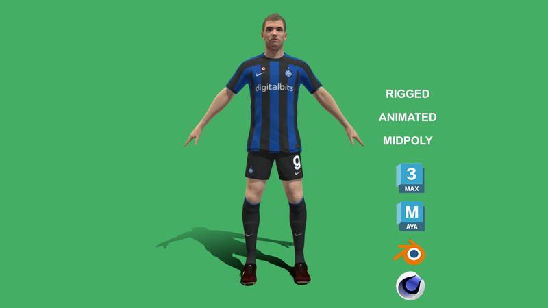 3D Rigged Edin Dzeko Inter Milan 2023