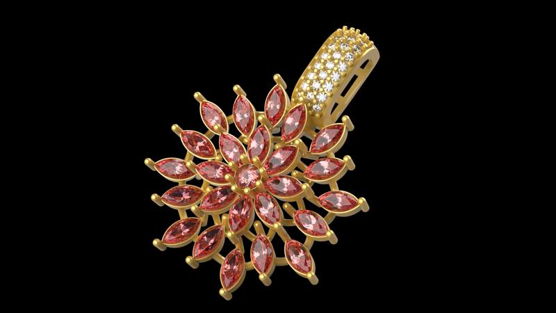 Marquise Flower Pendant - 0027