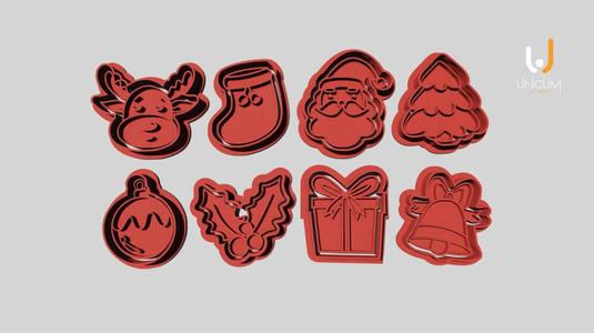 SET X8 CHRISTMAS STAMPS AND CUTTERS / CHRISTMAS MINI COOKIE SEALS