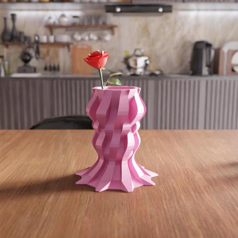 3D Unique Flower Desk Vase STL File - 033