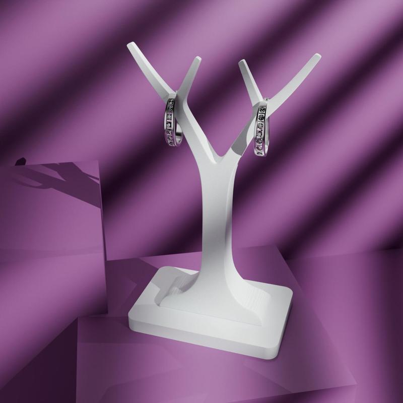 Designer Earring Display Stand 3D STL File, Jewelry Earring Holder Stand Print Files, Earring Tree Stand