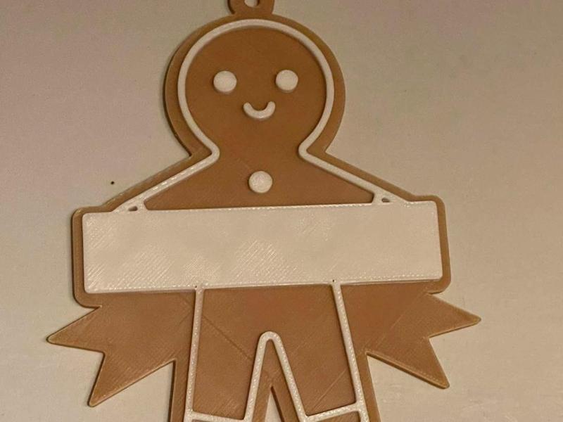 Gingerbread boy ornament w/ blank ribbon