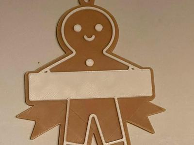 Gingerbread boy ornament w/ blank ribbon