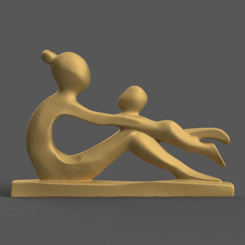 3D Mother and Child STL – Abstract Family Art Decor