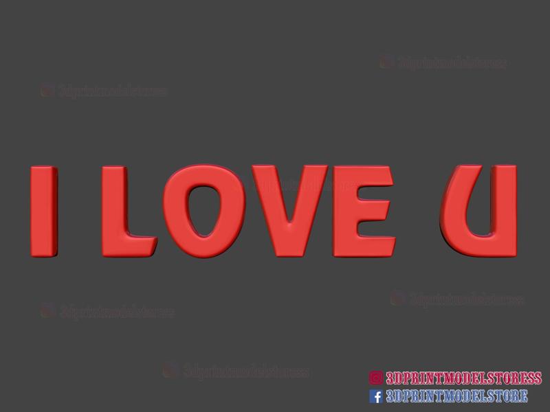 I Love You Text STL Print File Mother Father Day Valentine Gift