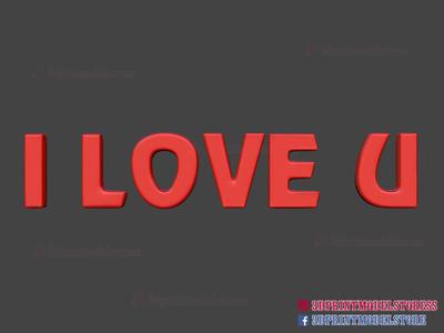 I Love You Text STL Print File Mother Father Day Valentine Gift