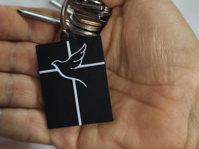 Dove of Peace Cross Keychain