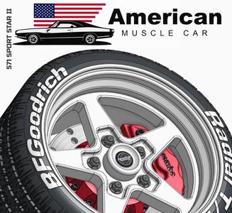 1/18 AMERICAN RACING 571 SPORT STAR II MUSCLE CAR WHEELS - BF GOODRICH RADIAL T/A - ROHANA / PORSCHE /SUBARU STI WRX / OPEL / BMW / MERCEDES / FORD/ NISSAN / GTR / MITSUBISHI EVO / AE86 / SPEEDLINE  / FORD /
