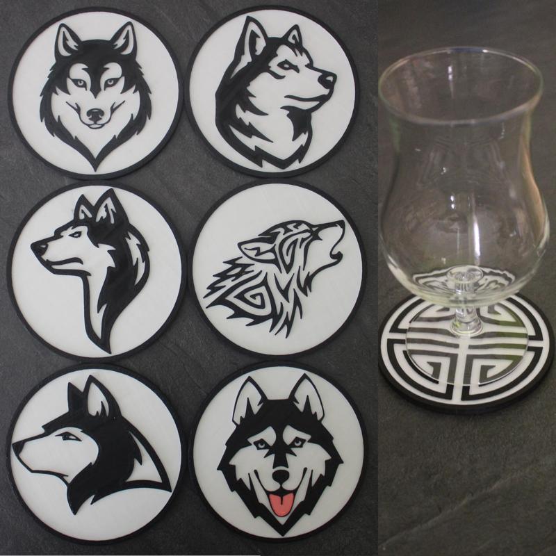 6 Coaster Husky Dog