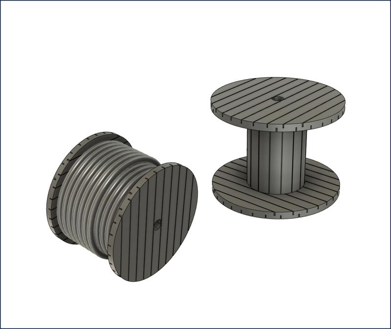 Wooden Cable Reel Drum - (1/14, 1/48 O, 1/87 HO, 1/76 OO, 1/148 N) - Model Railway