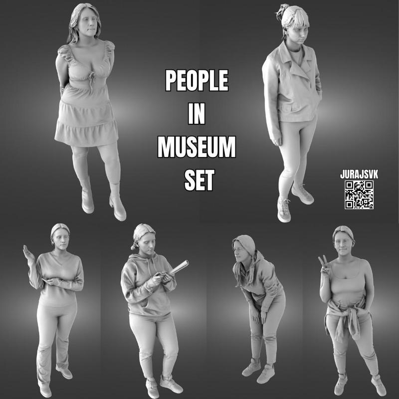 People in museum set