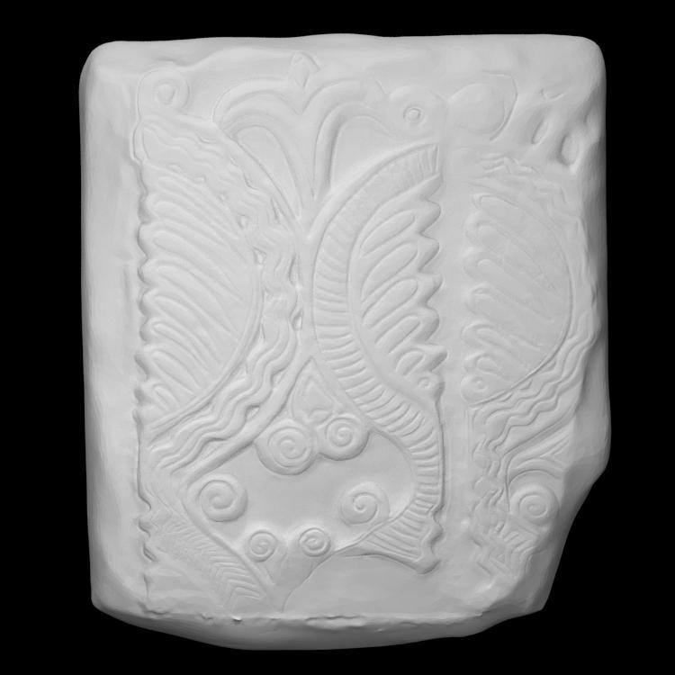 Decorative fragment figuring floral and geometrical elements